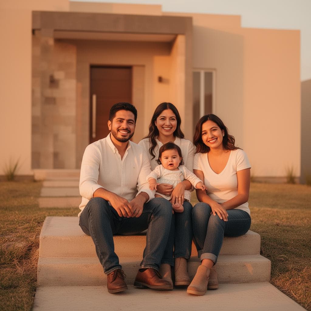 Familia disfrutando su nuevo hogar